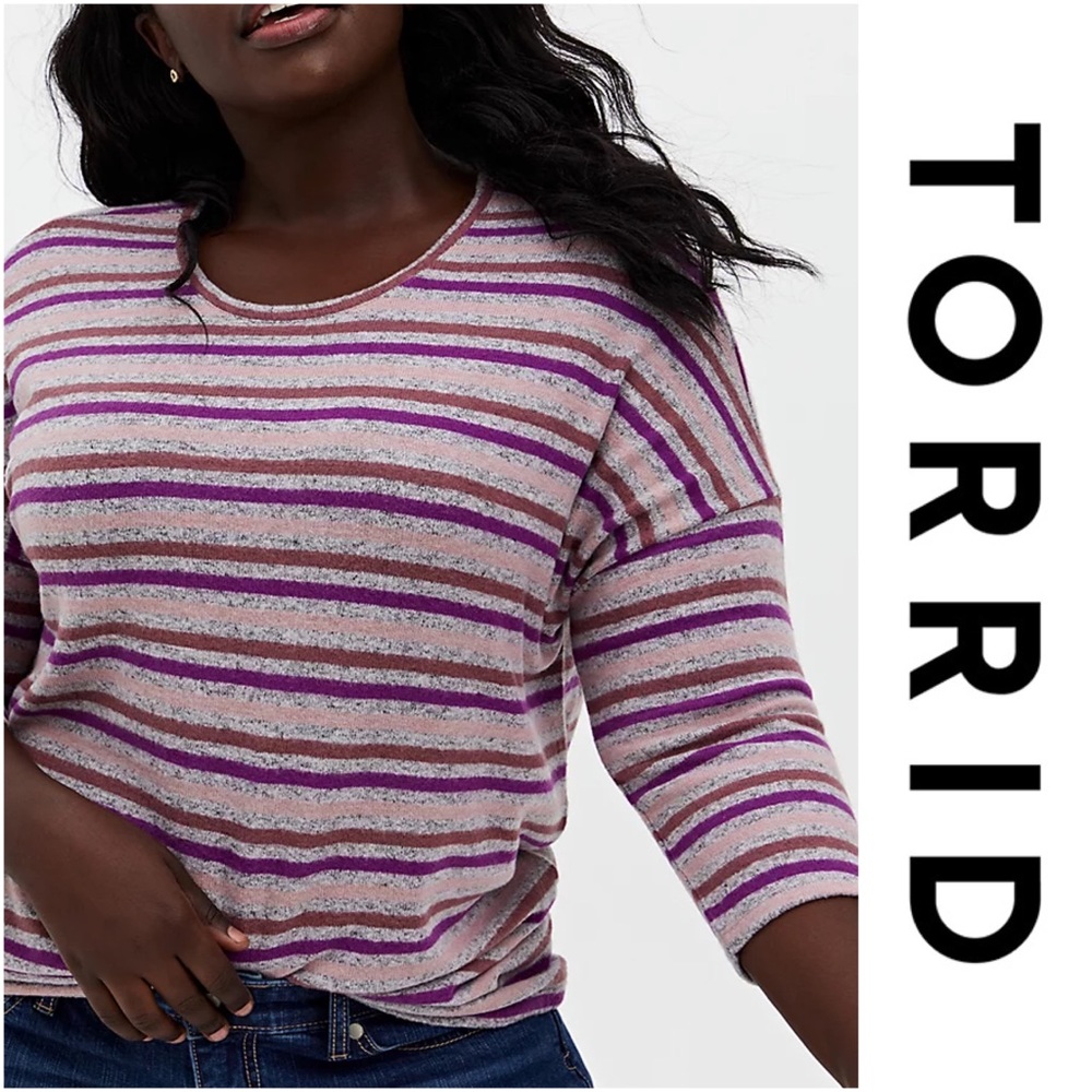 LONG SLEEVE CREW TEE - SUPER SOFT PLUSH STRIPE
